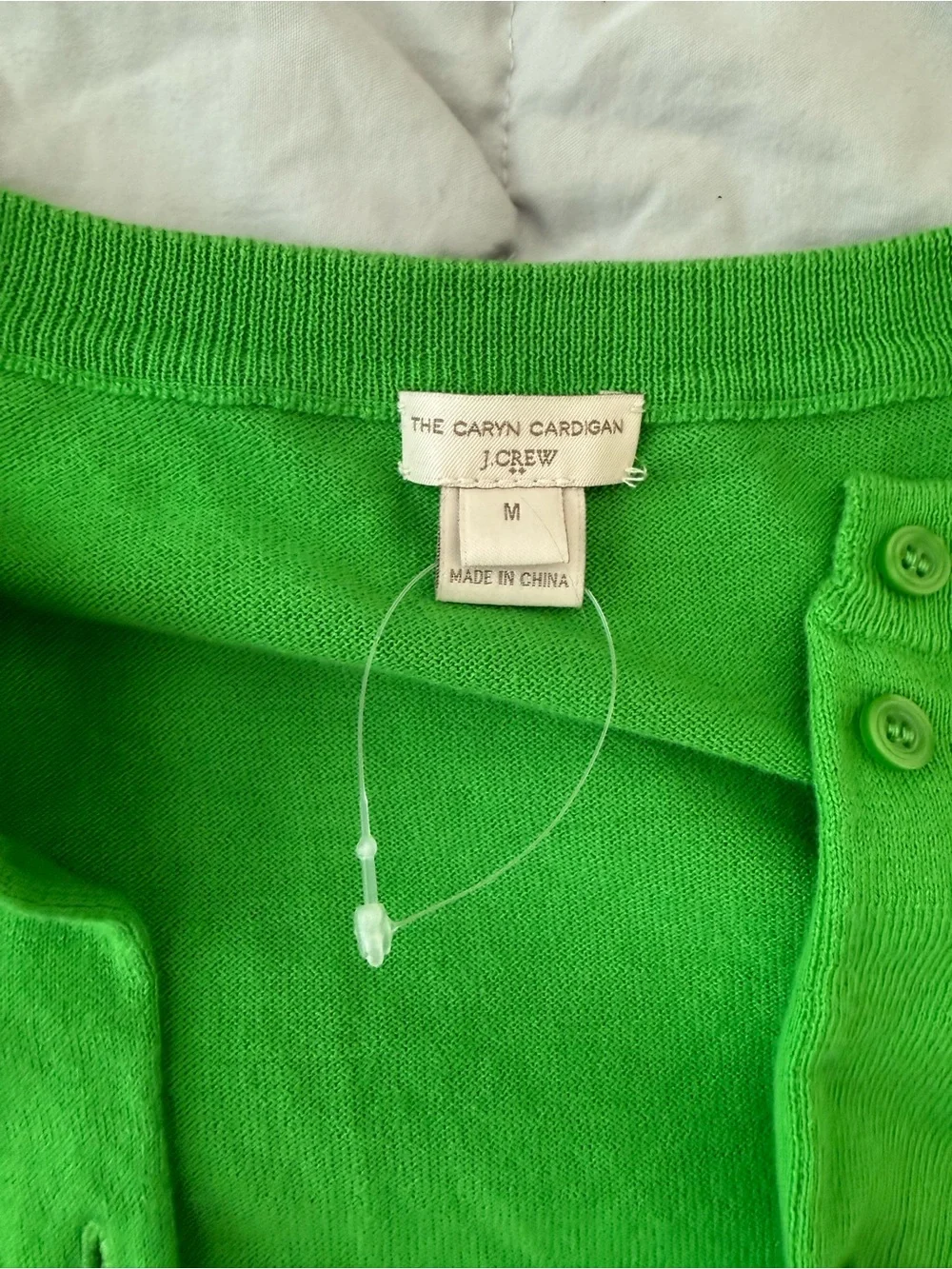 Classic Crewneck Cardigan Sweater - Bright Green - Picture 2 of 4